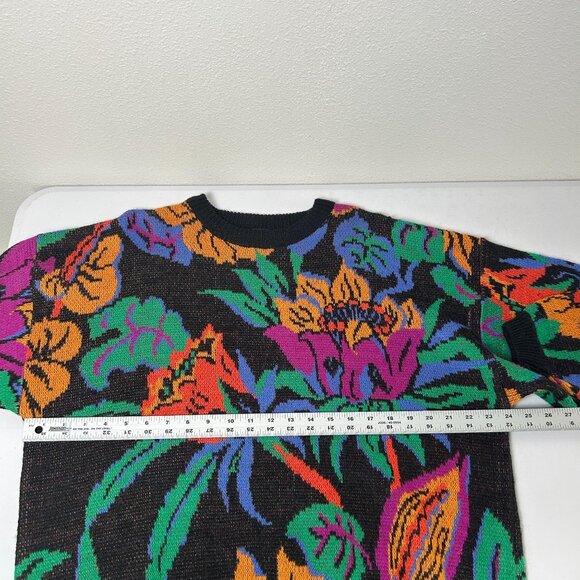 Vintage Esprit Sport Sweater Size L Tropical Floral Novelty Pullover 80's - Picture 8 of 11